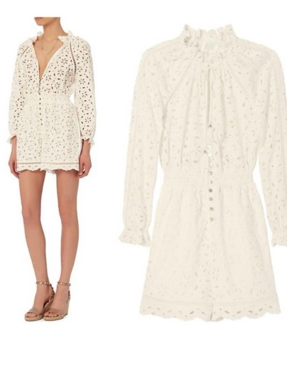 ZIMMERMAN Eyelet Romper White With Button Detail Size 1(US 6)